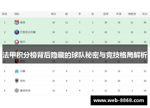 法甲积分榜背后隐藏的球队秘密与竞技格局解析