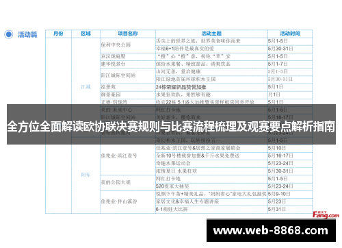全方位全面解读欧协联决赛规则与比赛流程梳理及观赛要点解析指南